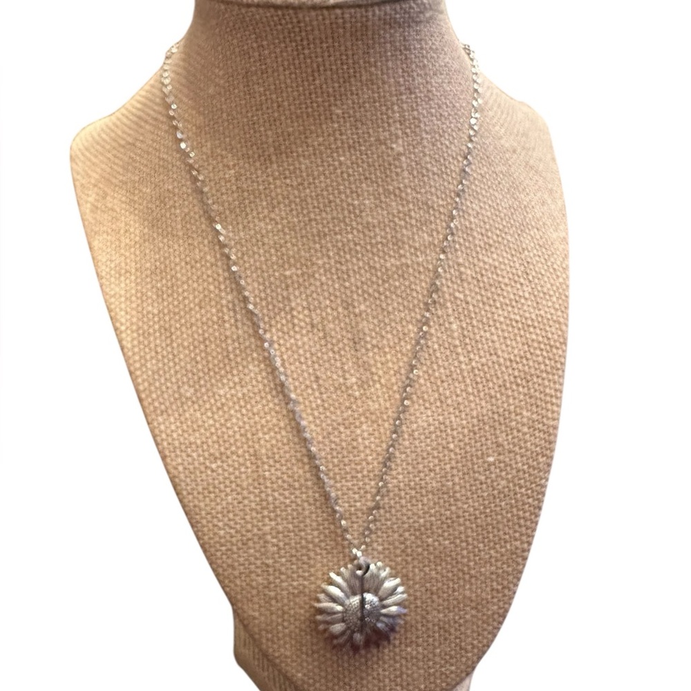Silver Sunflower “You are my Sunshine” Pendant Necklace